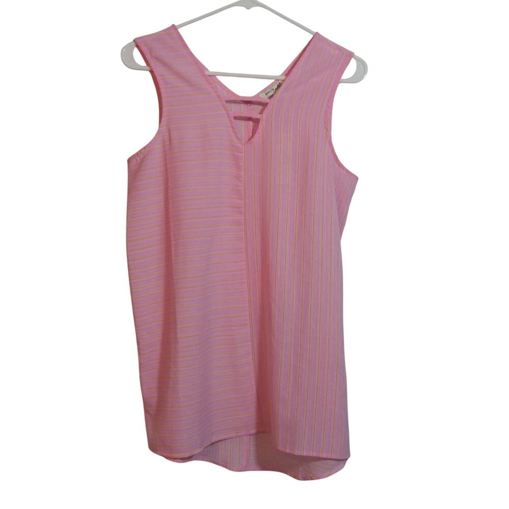 Simply Noelle Pink Stripe Sleeveless Lightweight Top Size S/M